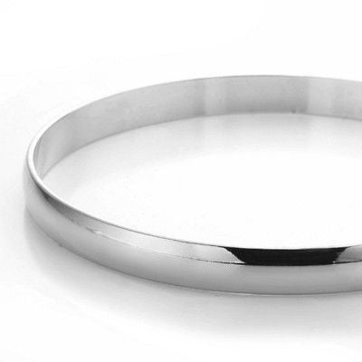 7mm Wide 925 Sterling Silver Plated Plain Bangle - USA Made