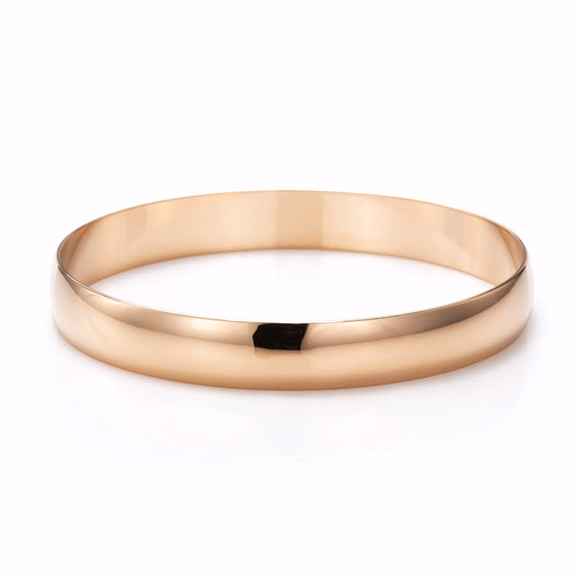 10mm Wide 18ct Heavy Rose Gold Plated Plain Bangle - USA Made