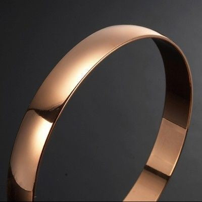 18ct Heavy Rose Gold Plated Plain Bangle - USA Made