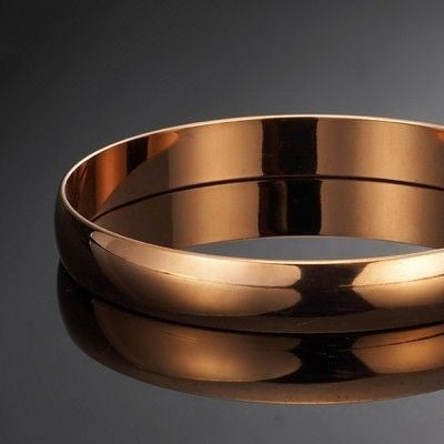 18ct Heavy Rose Gold Plated Plain Bangle - USA Made