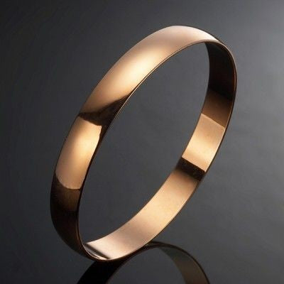 18ct Heavy Rose Gold Plated Plain Bangle - USA Made