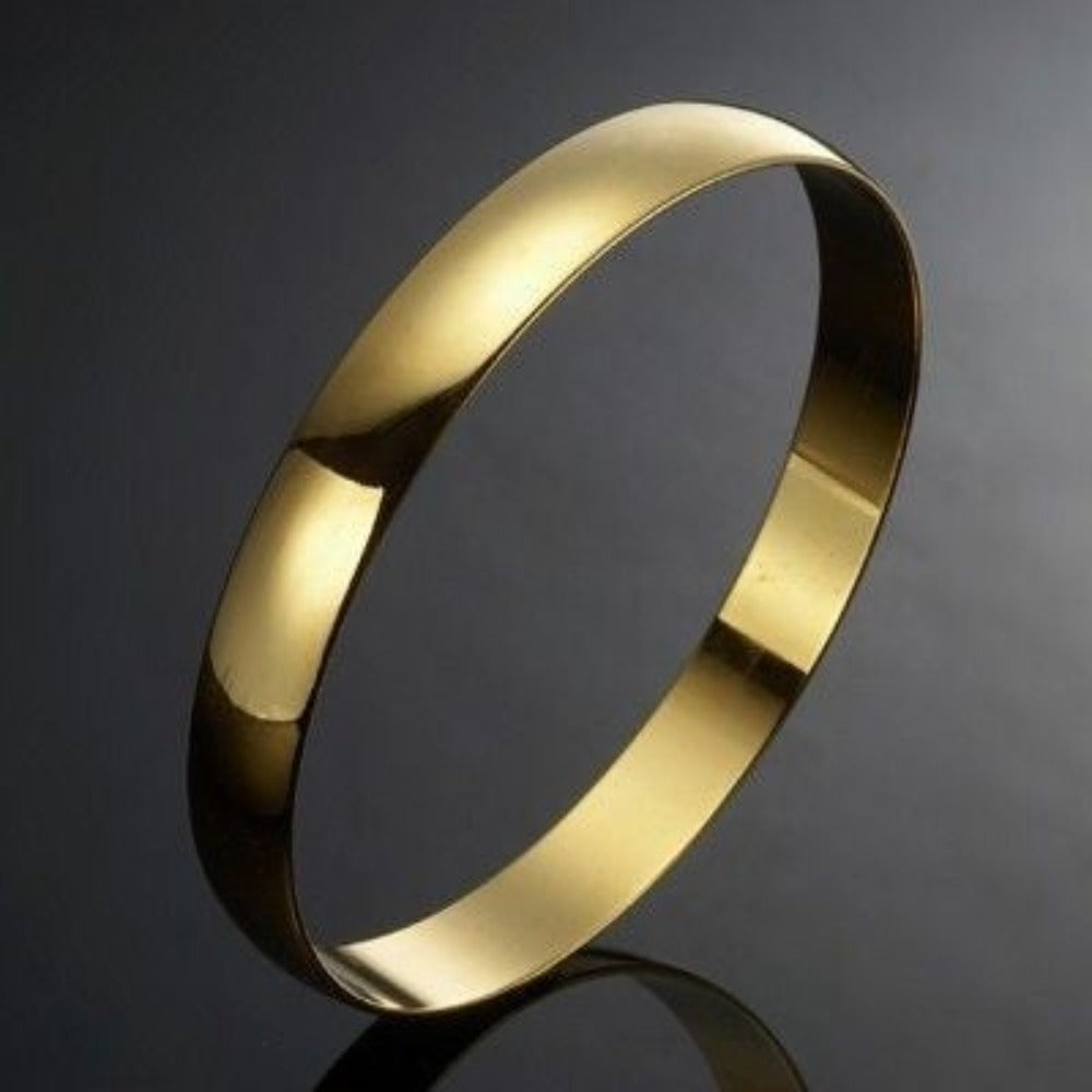 18ct Heavy Yellow Gold Plated Plain Bangle - USA Made