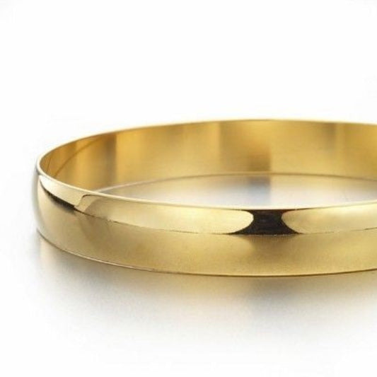 18ct Heavy Yellow Gold Plated Plain Bangle - USA Made