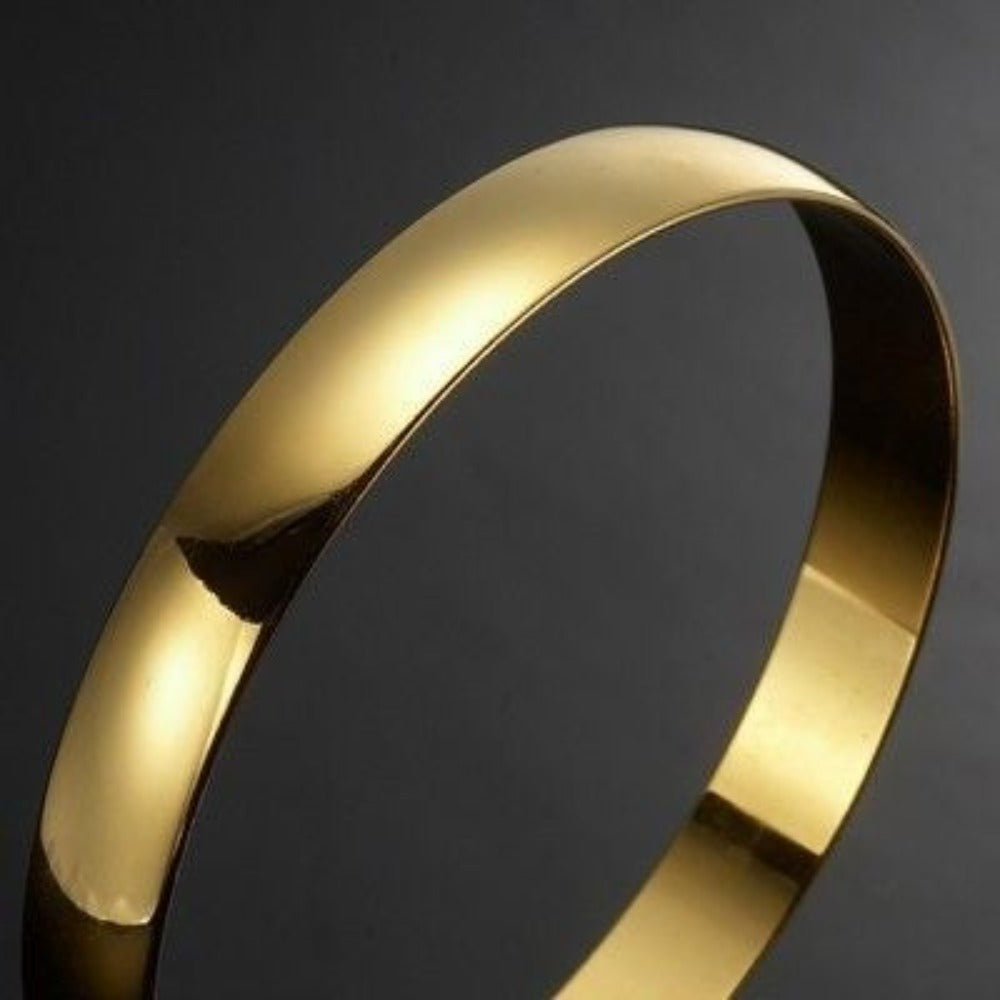 18ct Heavy Yellow Gold Plated Plain Bangle - USA Made