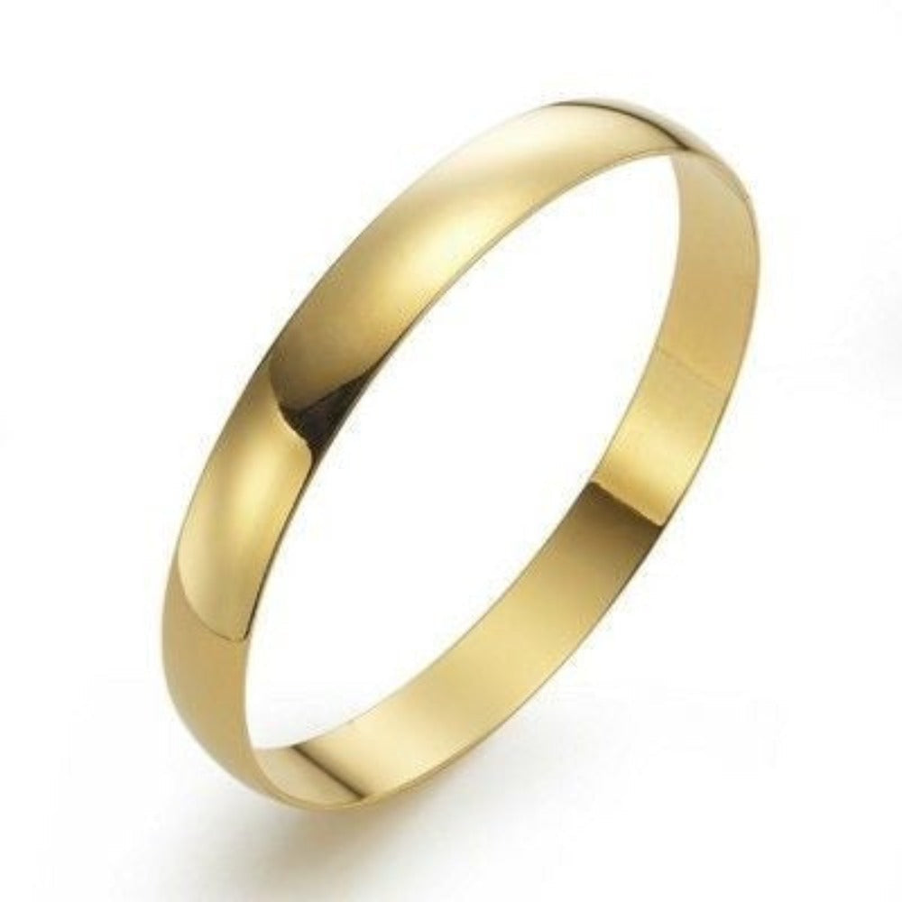 18ct Heavy Yellow Gold Plated Plain Women's Bangle - USA Made