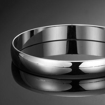 925 Sterling Silver Plated 10mm Plain Bangle - USA Made