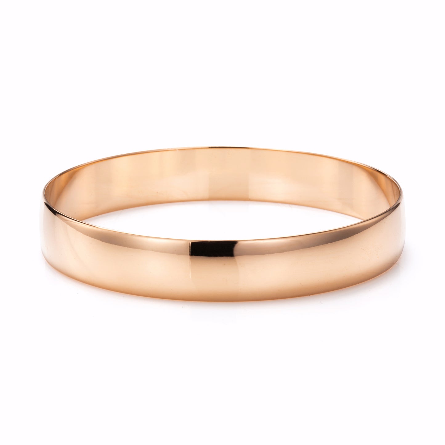 Extra Wide 18ct Heavy Rose Gold Plated Plain Bangle (Large) - USA Made