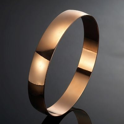 Extra Wide 18ct Heavy Rose Gold Plated Plain Bangle (Large) - USA Made