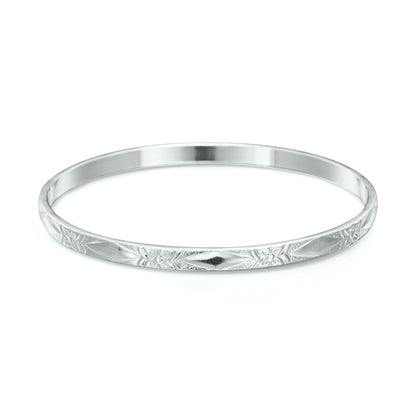 925 Sterling Silver Plated Filigree Plain 4.5mm Bangle - USA Made