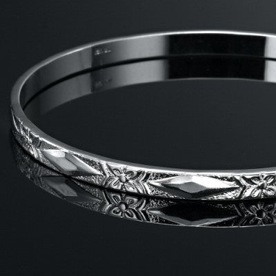 925 Sterling Silver Plated Filigree Plain 4.5mm Bangle - USA Made
