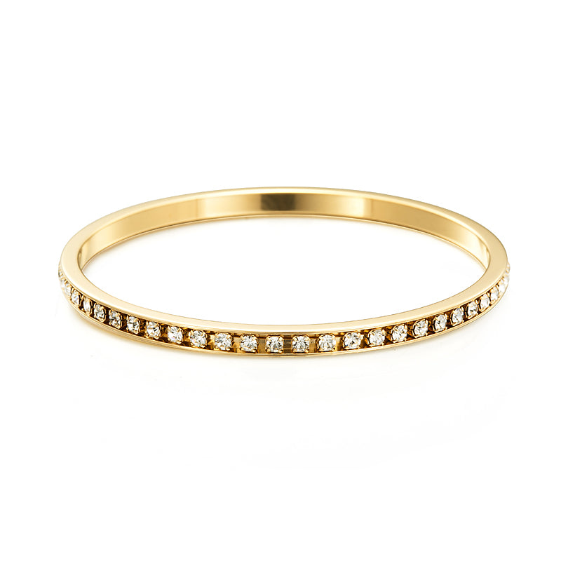 18ct Heavy Yellow Gold Plated Bangle Made with SWAROVSKI® Crystals