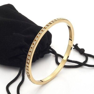 18ct Heavy Yellow Gold Plated Bangle Made with SWAROVSKI® Crystals