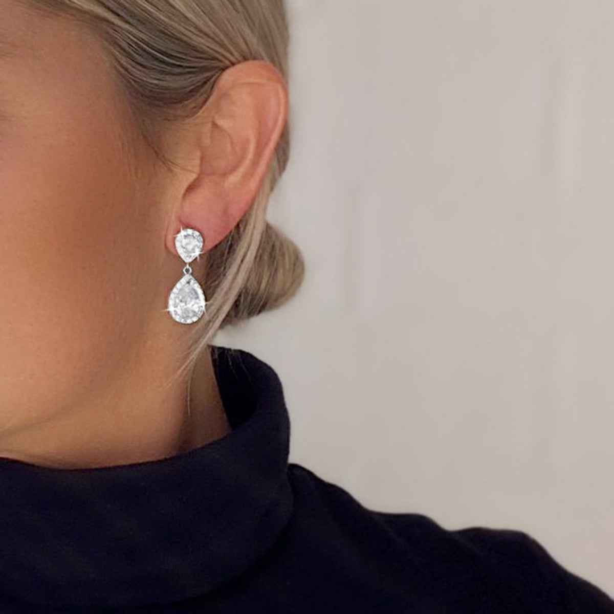 Stunning Simulated Diamond Teardrop Earrings