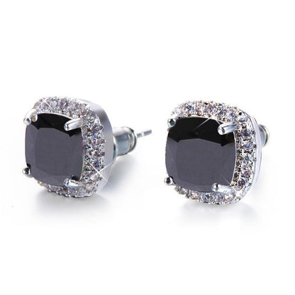 Stunning Square Simulated Diamond Bridal Stud Earrings