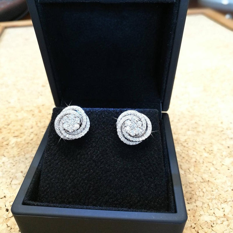 Designer Statement Simulated Diamond Bridal Stud Earrings