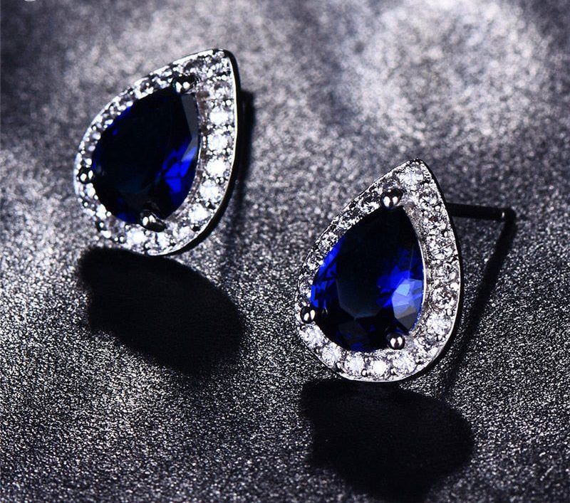 Designer Simulated Diamond Teardrop Earrings