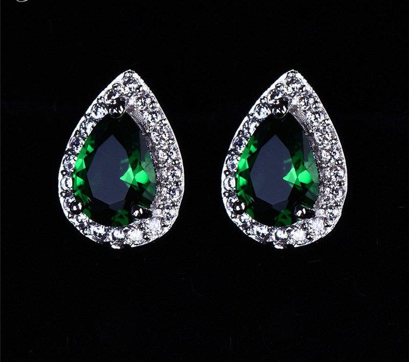 Designer Simulated Diamond Teardrop Earrings