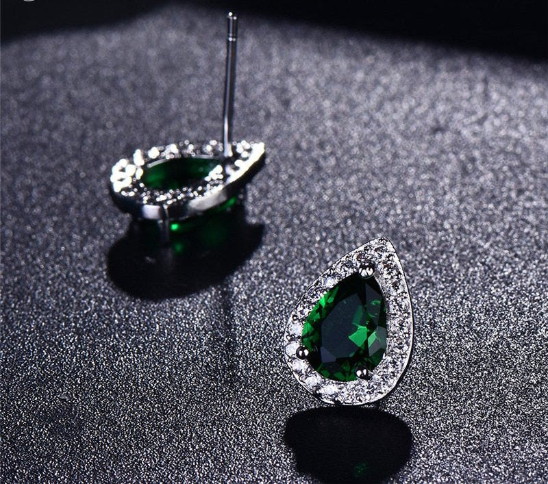 Designer Simulated Diamond Teardrop Earrings