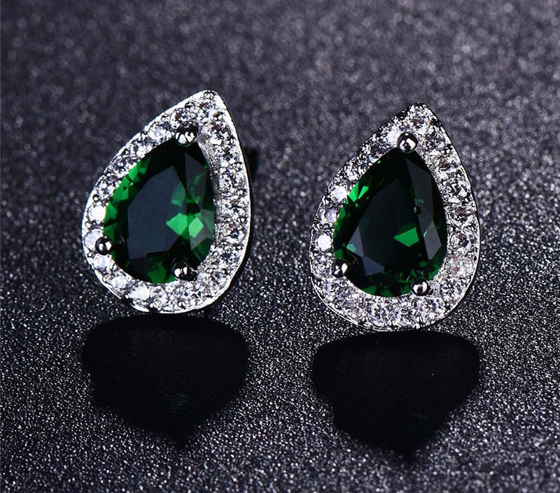 Designer Simulated Diamond Teardrop Earrings