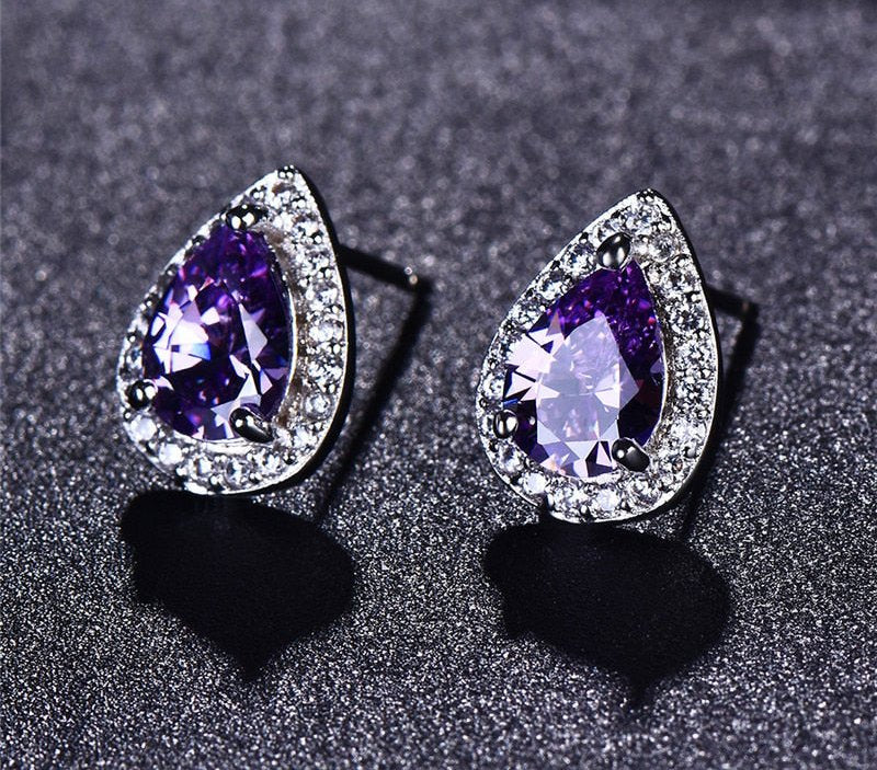 Designer Simulated Diamond Teardrop Earrings