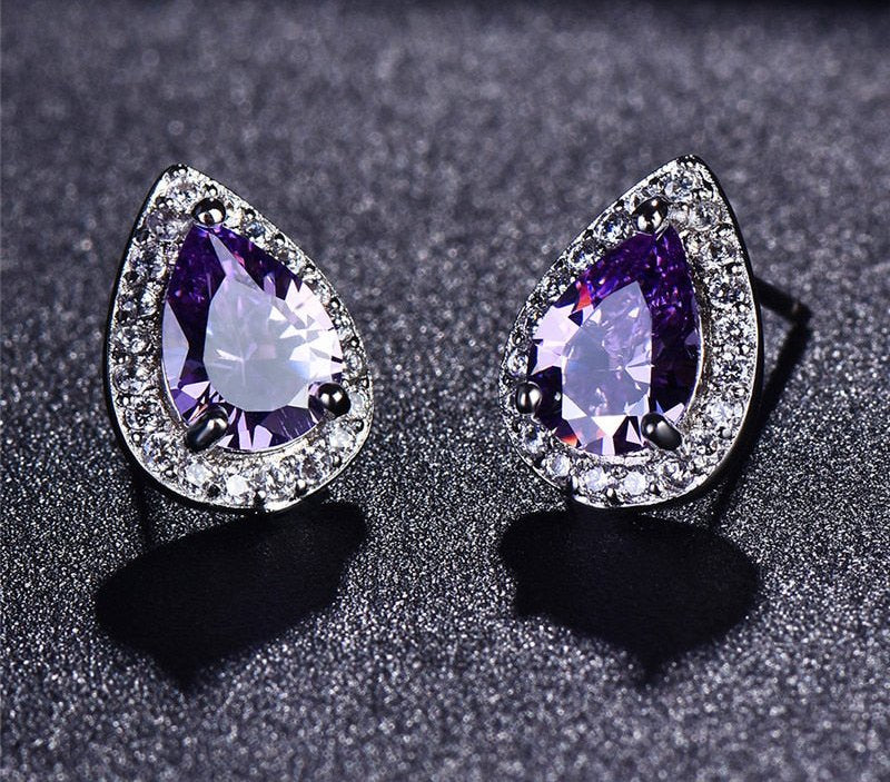 Designer Simulated Diamond Teardrop Earrings