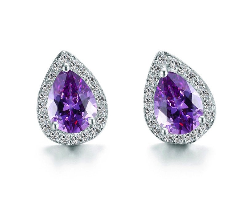 Designer Simulated Diamond Teardrop Earrings