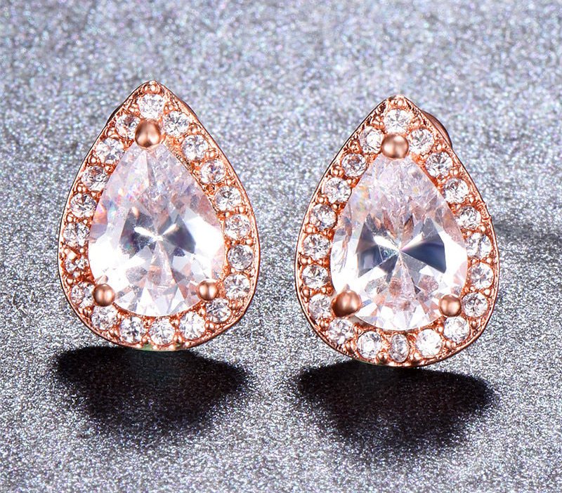 Designer Simulated Diamond Teardrop Earrings