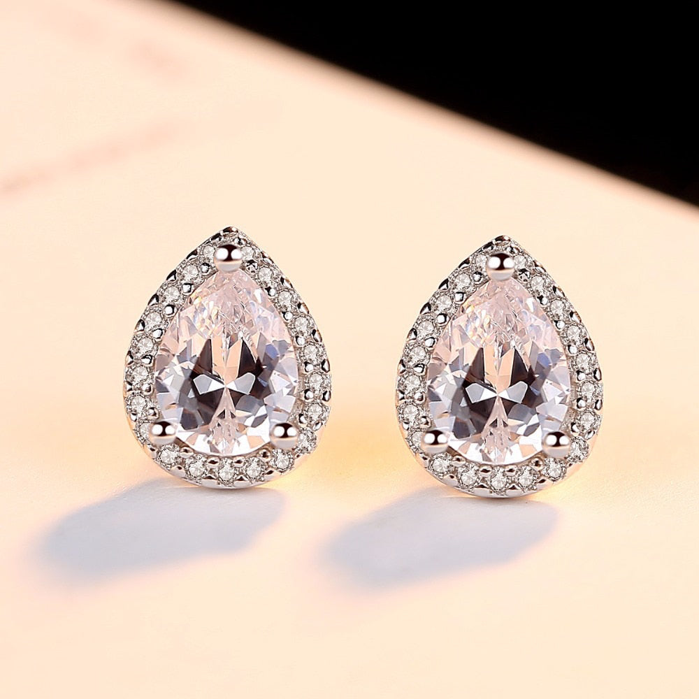 Designer Simulated Diamond Teardrop Earrings