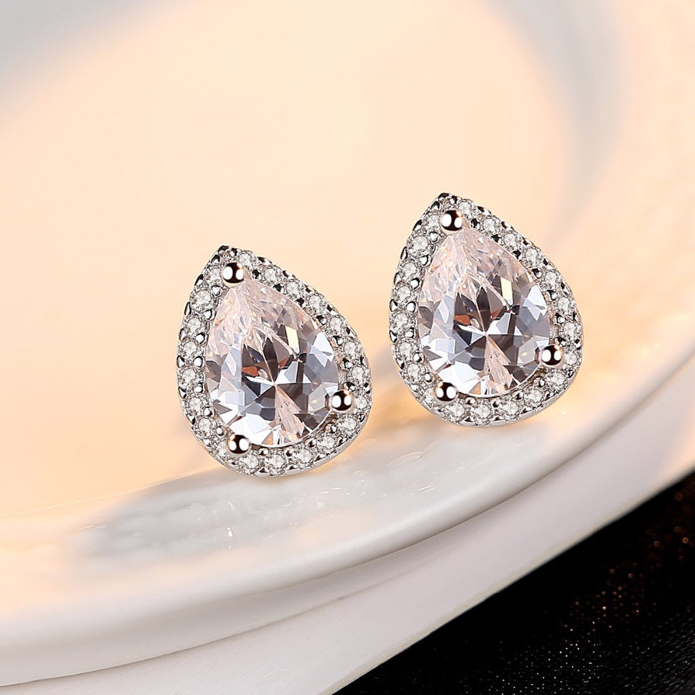 Designer Simulated Diamond Teardrop Earrings