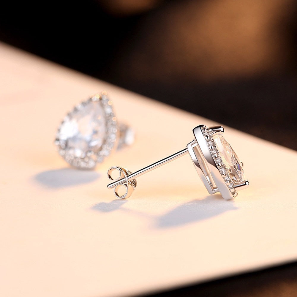 Designer Simulated Diamond Teardrop Earrings