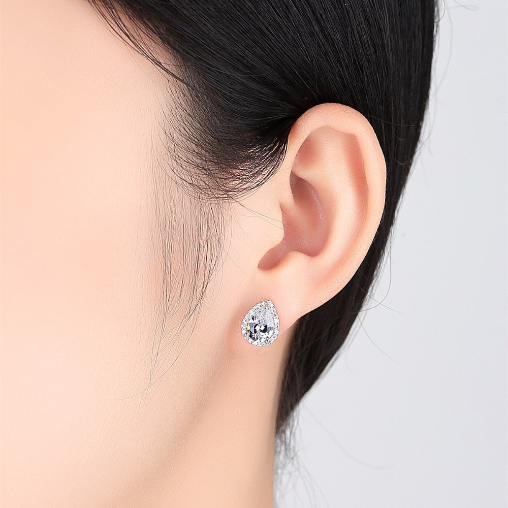 Designer Simulated Diamond Teardrop Earrings