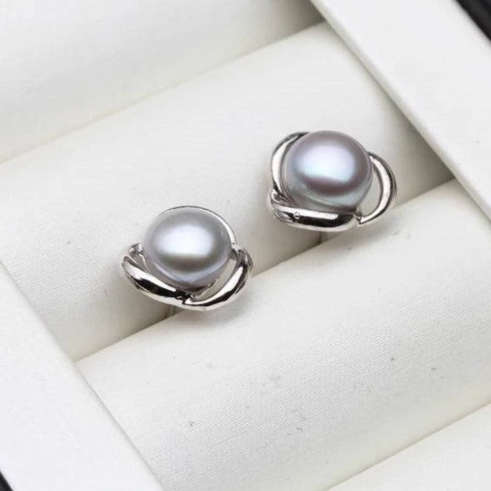 Genuine Freshwater Pearl Classic Swirl Stud Earrings