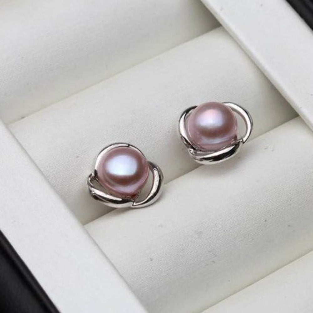 Genuine Freshwater Pearl Classic Swirl Stud Earrings