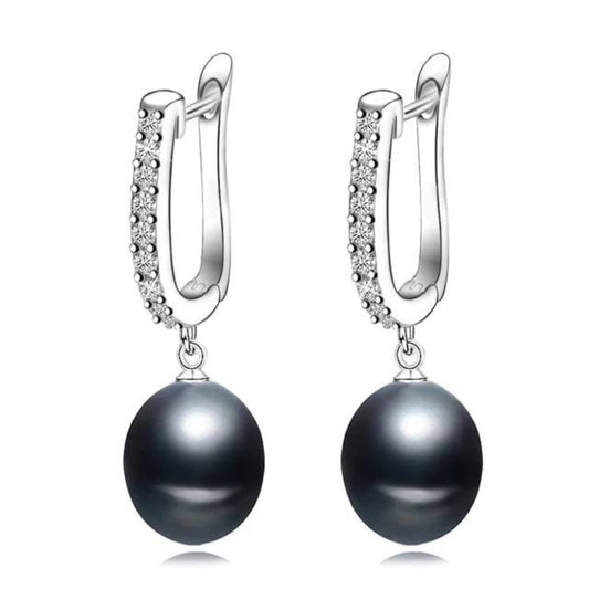 Infinity Drop Earrings Made With Genuine Freshwater Pearls & Simulated Diamonds