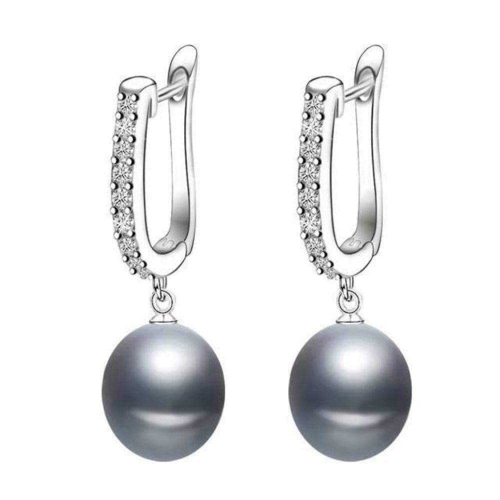 Infinity Drop Earrings Made With Genuine Freshwater Pearls & Simulated Diamonds