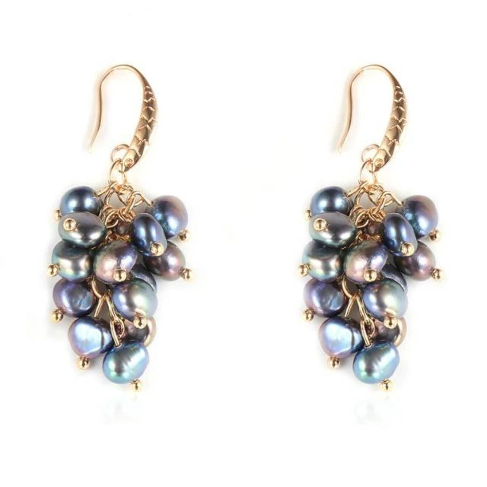 Genuine Freshwater Pearl Designer Cluster Dangle Drop Earrings