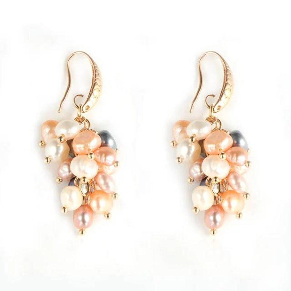 Genuine Freshwater Pearl Designer Cluster Dangle Drop Earrings