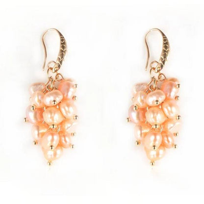 Designer-Ohrringe mit echten Süßwasserperlen im Cluster-Design