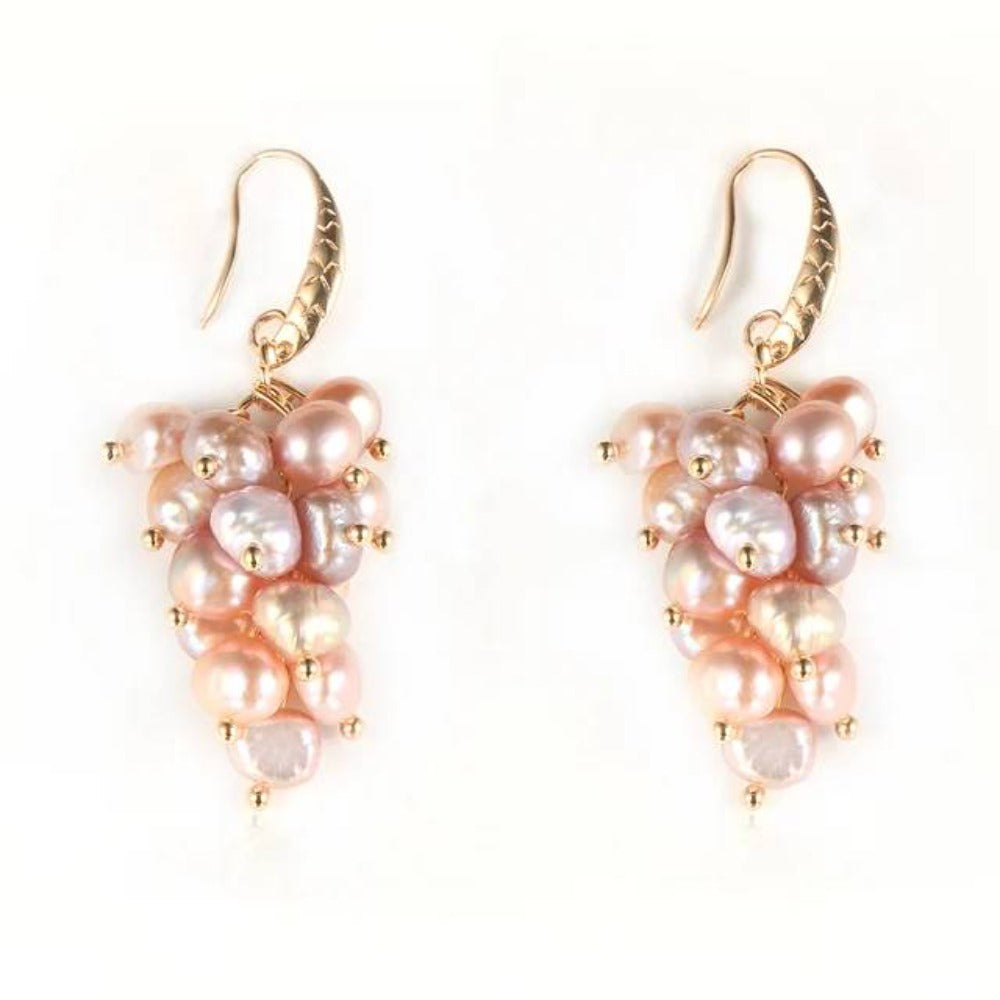 Genuine Freshwater Pearl Designer Cluster Dangle Drop Earrings