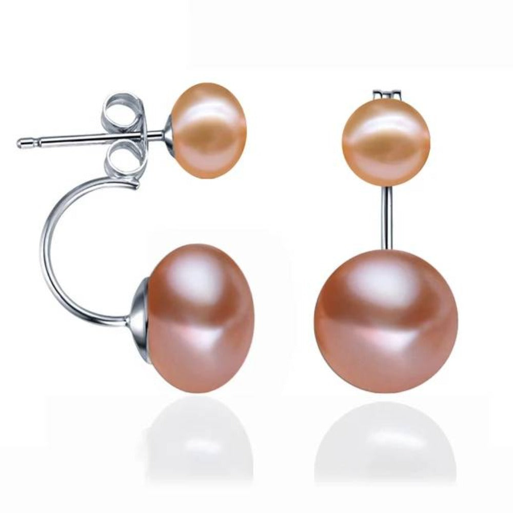 Double Drop Genuine Freshwater Pearl Earrings