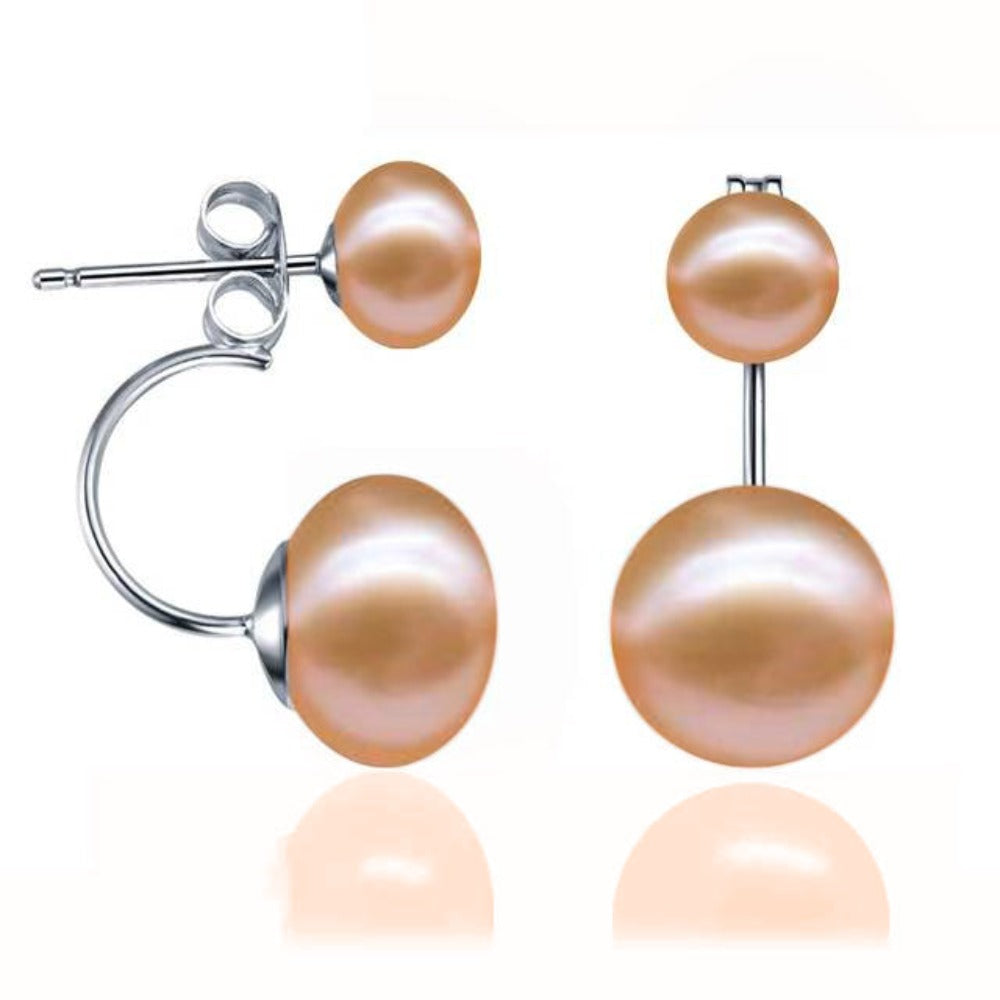 Double Drop Genuine Freshwater Pearl Earrings