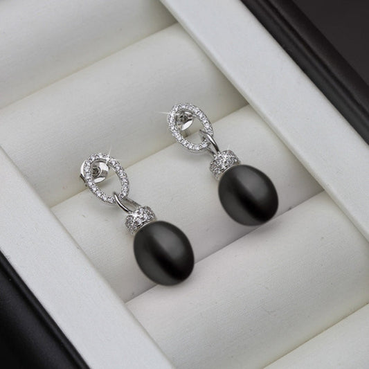 Genuine Freshwater Pearl & Simulated Diamond Drop Earrings