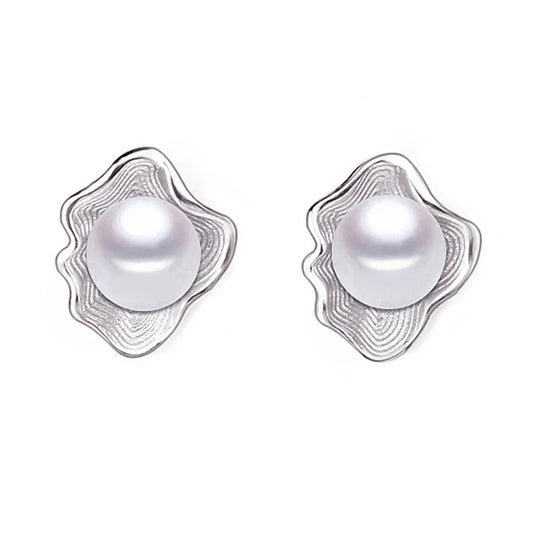 Aretes de perlas genuinas de agua dulce-E-P419