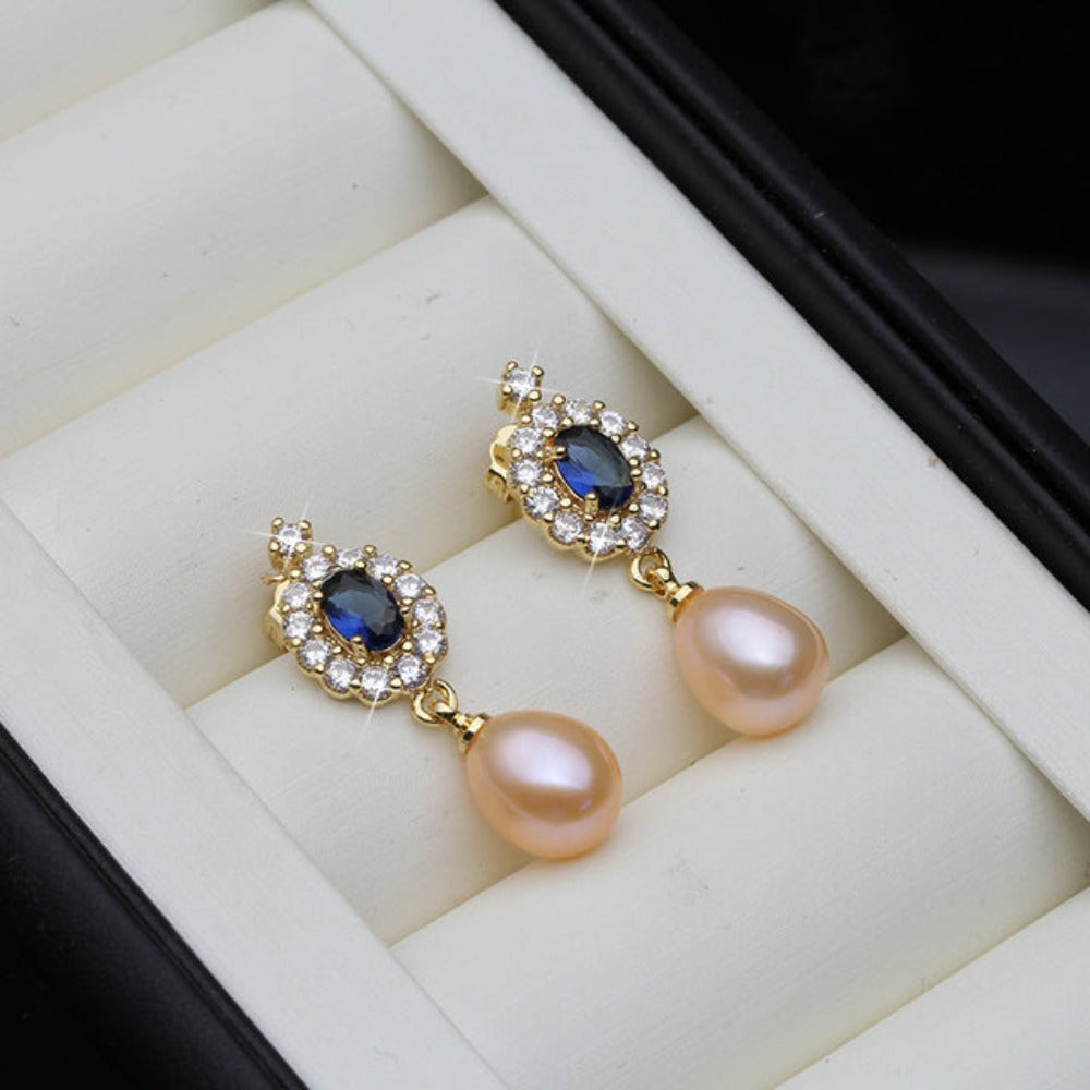 Genuine Freshwater Pearl Statement Drop Earrings in Gold