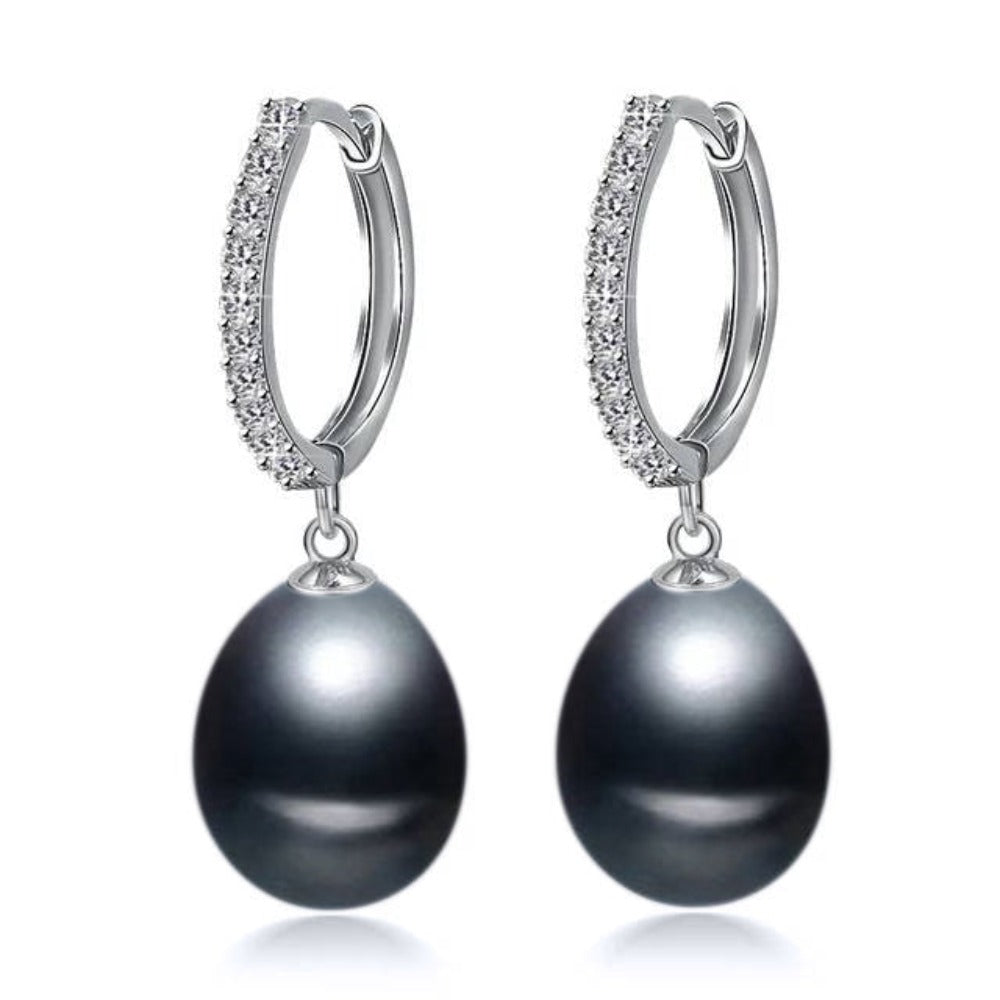 Genuine Freshwater Pearl & Simulated Diamond Drop Earrings