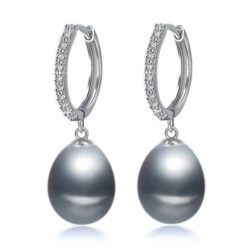 Genuine Freshwater Pearl & Simulated Diamond Drop Earrings