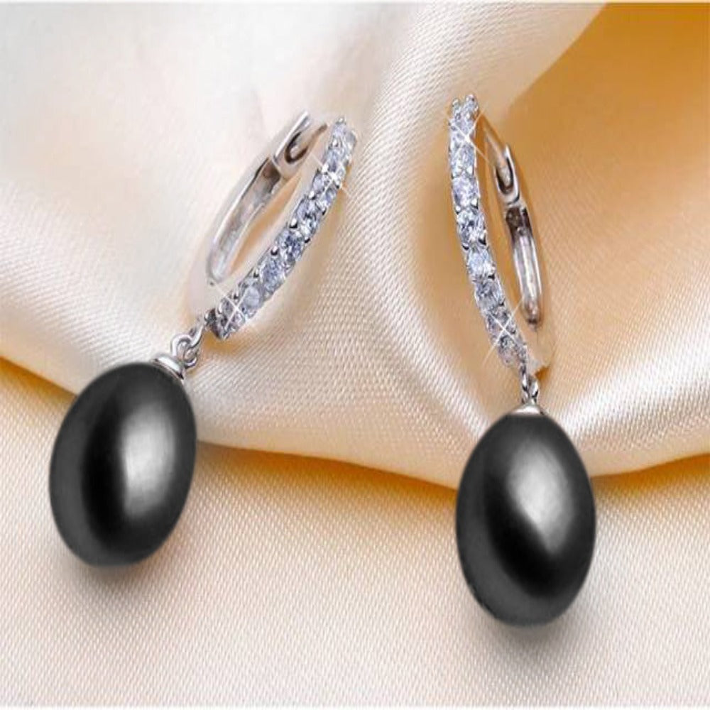 Genuine Freshwater Pearl & Simulated Diamond Drop Earrings