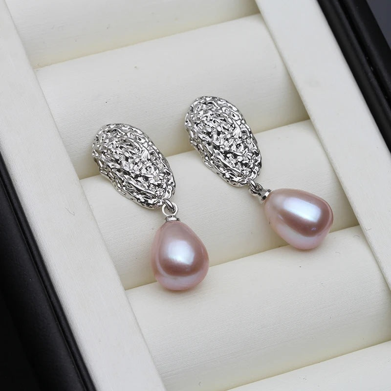 Genuine Freshwater Pearl Oval Statement Stud Earrings