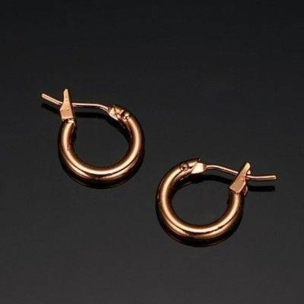 18ct Heavy Rose Gold Plated  6mm (Babies) & 9mm (Children's) Hoop Earrings - USA Made