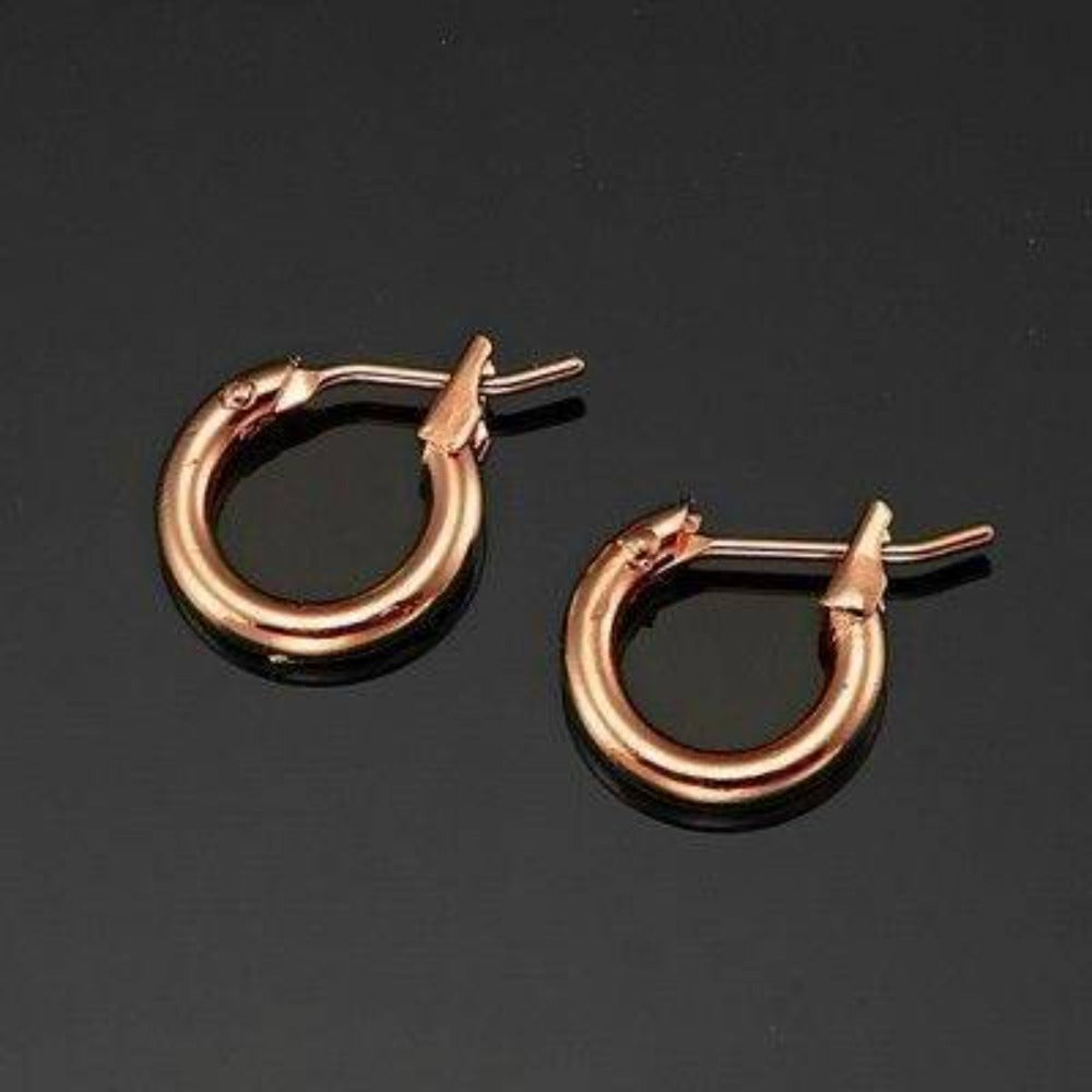 18ct Heavy Rose Gold Plated  6mm (Babies) & 9mm (Children's) Hoop Earrings - USA Made